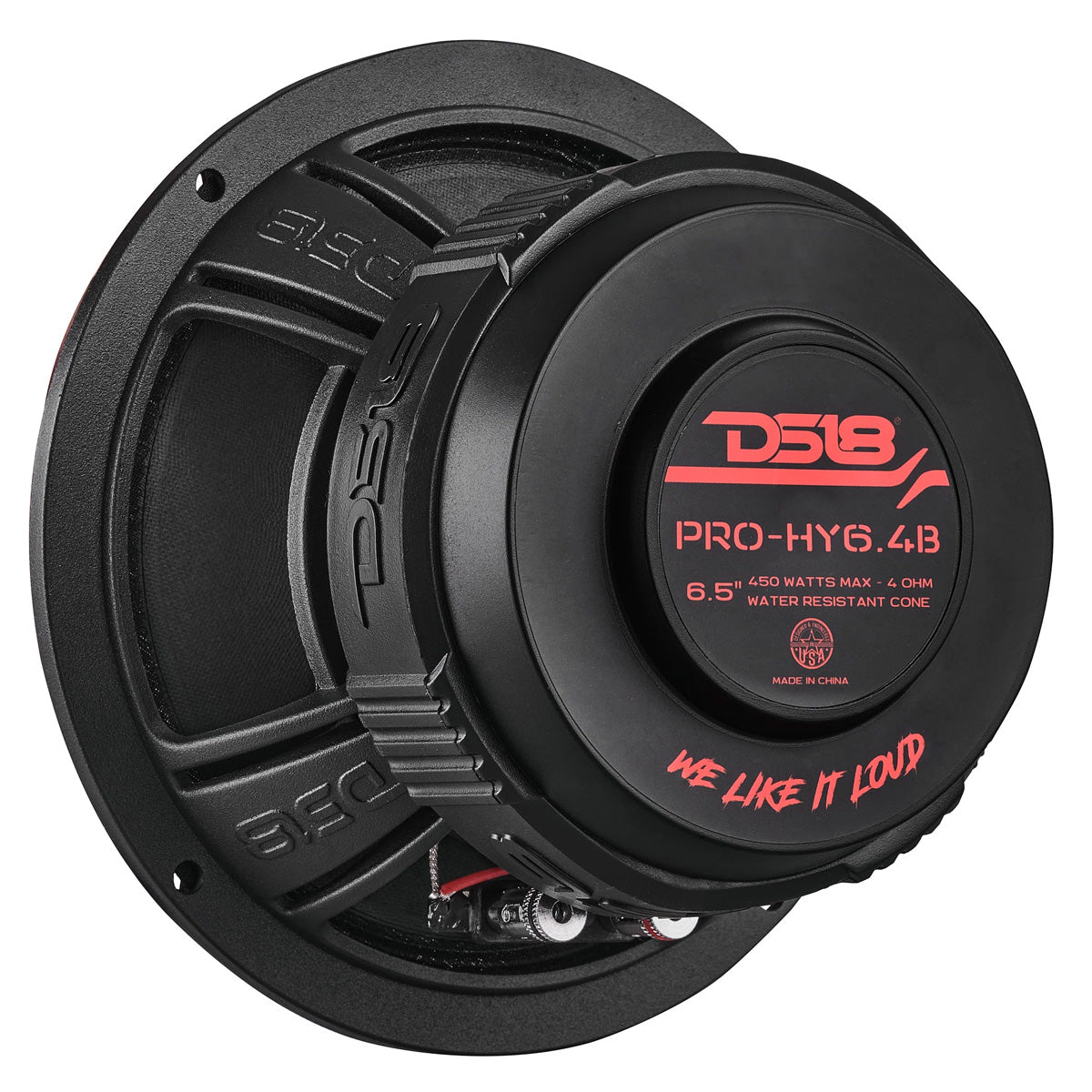DS18 6.5" Mid Range Speakers Hybrid with Built In Driver 4 Ohm PRO-HY6.4B Pair