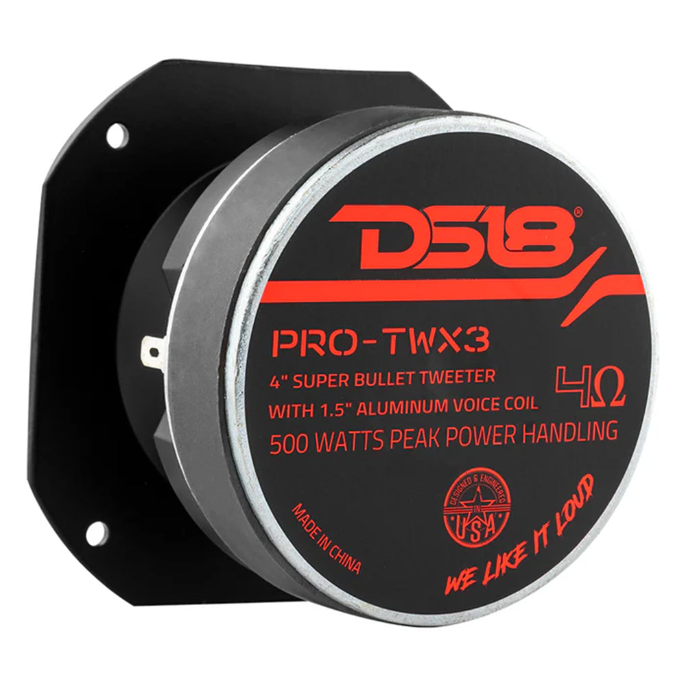 DS18 4" Super Bullet Tweeter 4 Ohm 500W Max 250W RMS 106dB 3K-20Khz PRO-TWX3
