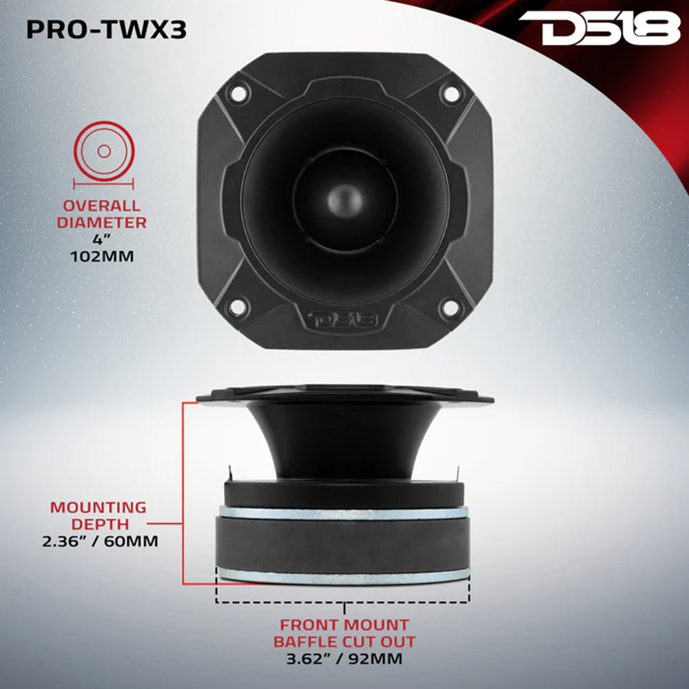 DS18 4" Super Bullet Tweeter 4 Ohm 500W Max 250W RMS 106dB 3K-20Khz PRO-TWX3