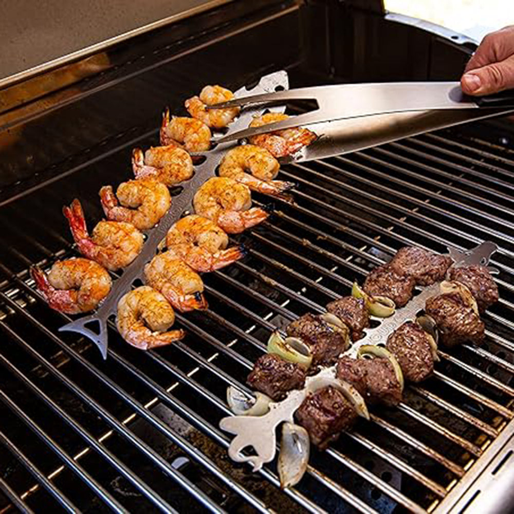 Proud Grill Slide and Serve BBQ Skewers Set of 2 Stainless Steel Dishwasher Safe