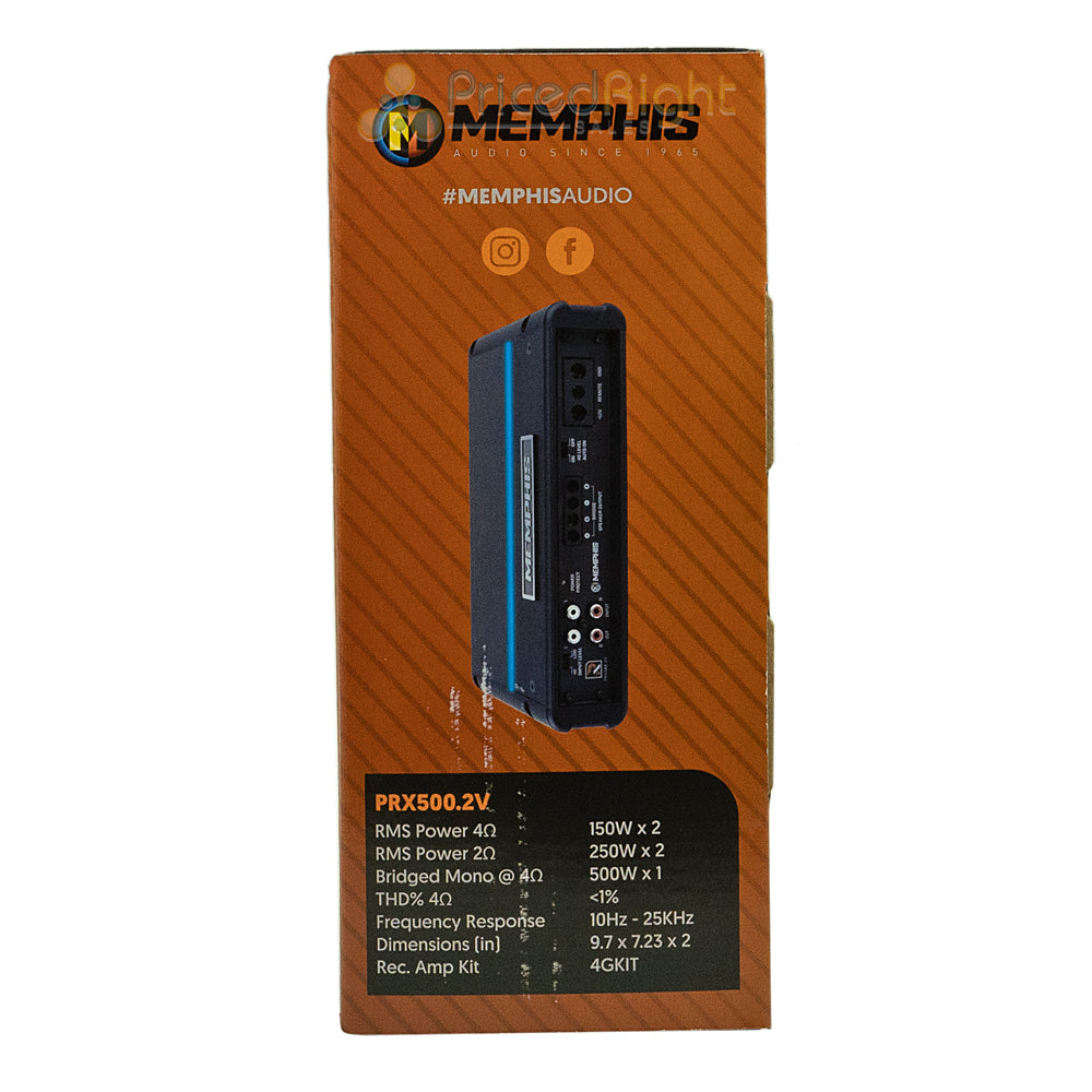 Memphis Audio Amplifier 500W RMS Class D 2-Channel with Bass Remote PRX500.2V