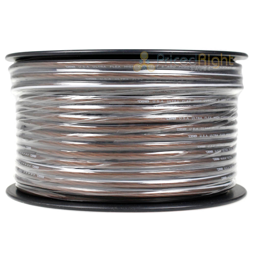 DS18 8 Ga Power Cable 250Ft Spool Black Ultra Flex CCA Wire PW-8GA-250BK-250Ft