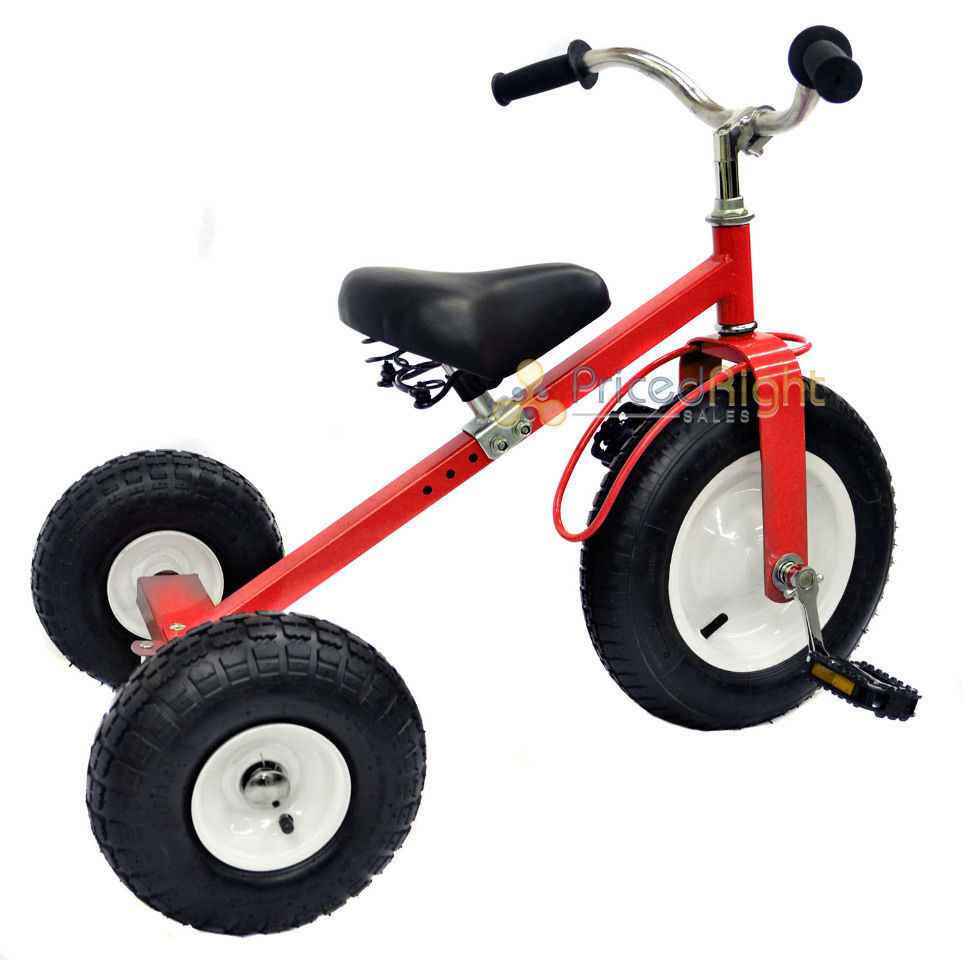 All Terrain Red Tricycle with Wagon Trike Set Pull Along Toy Outdoors Kids Pedal