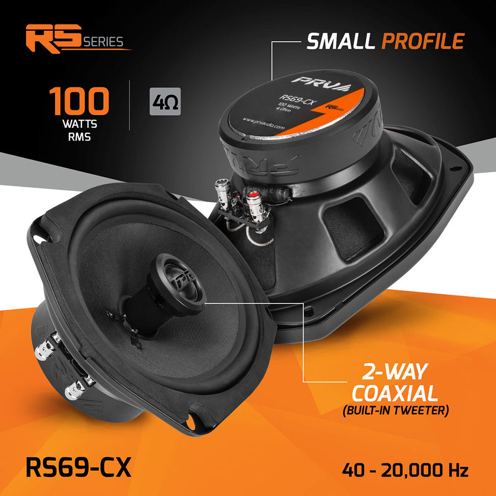 PRV 6x9" 2-Way Coaxial Speakers Pair 100W RMS 200W Max 4 Ohm 90dB RS69-CX