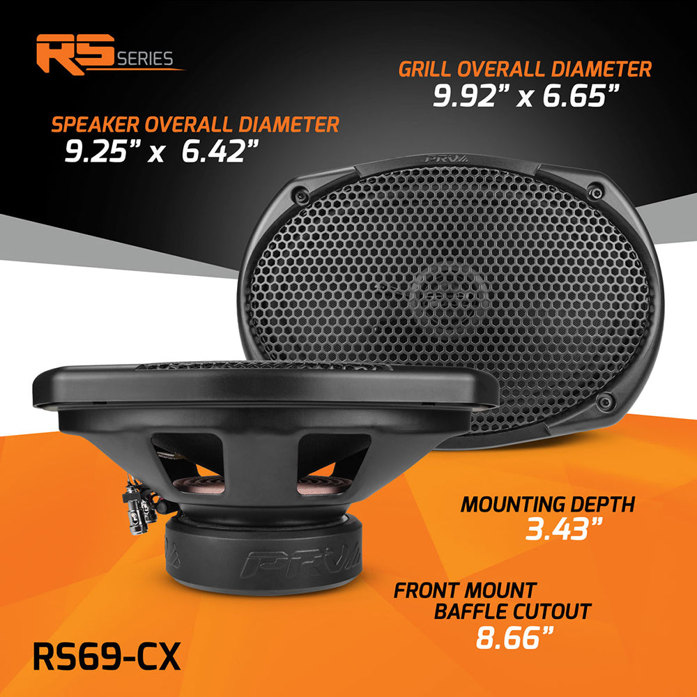 PRV 6x9" 2-Way Coaxial Speakers Pair 100W RMS 200W Max 4 Ohm 90dB RS69-CX