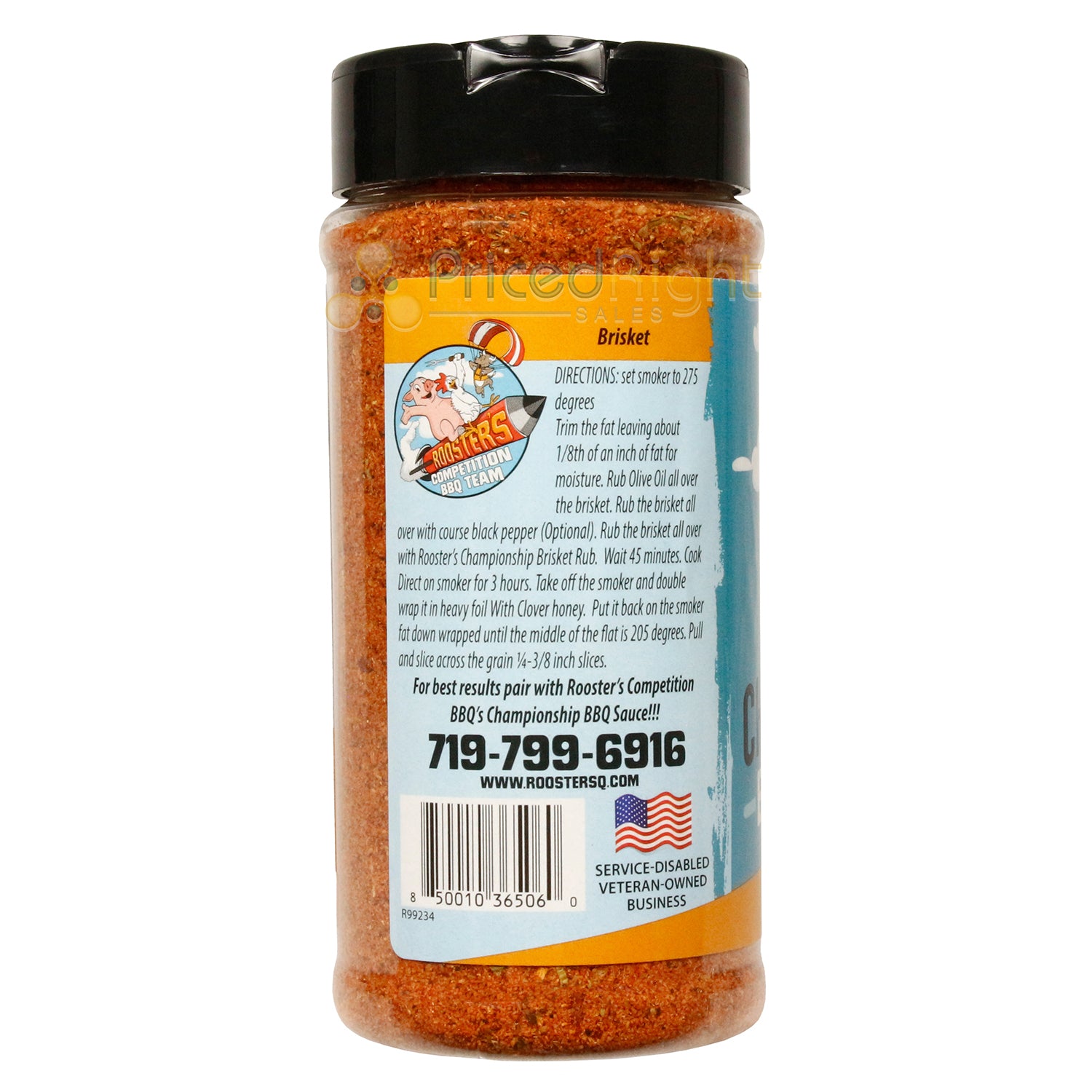 Rooster's Championship Brisket Rub Rich Savory Smoky BBQ Meat Seasoning 12.1 Oz