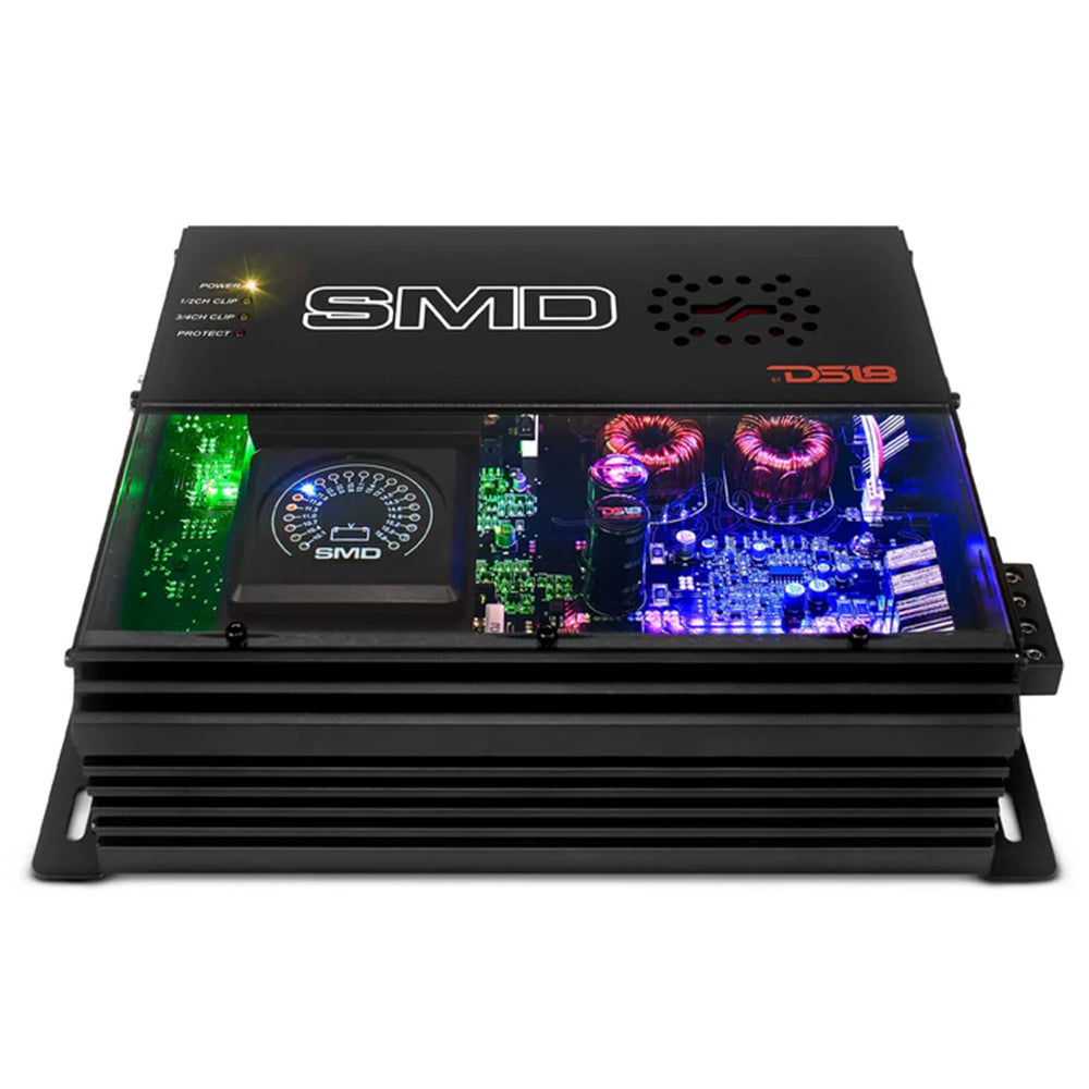 DS18 SMD 200 x 4 Class AB Amplifier with VM-1 Voltmeter and Digital LED Lights