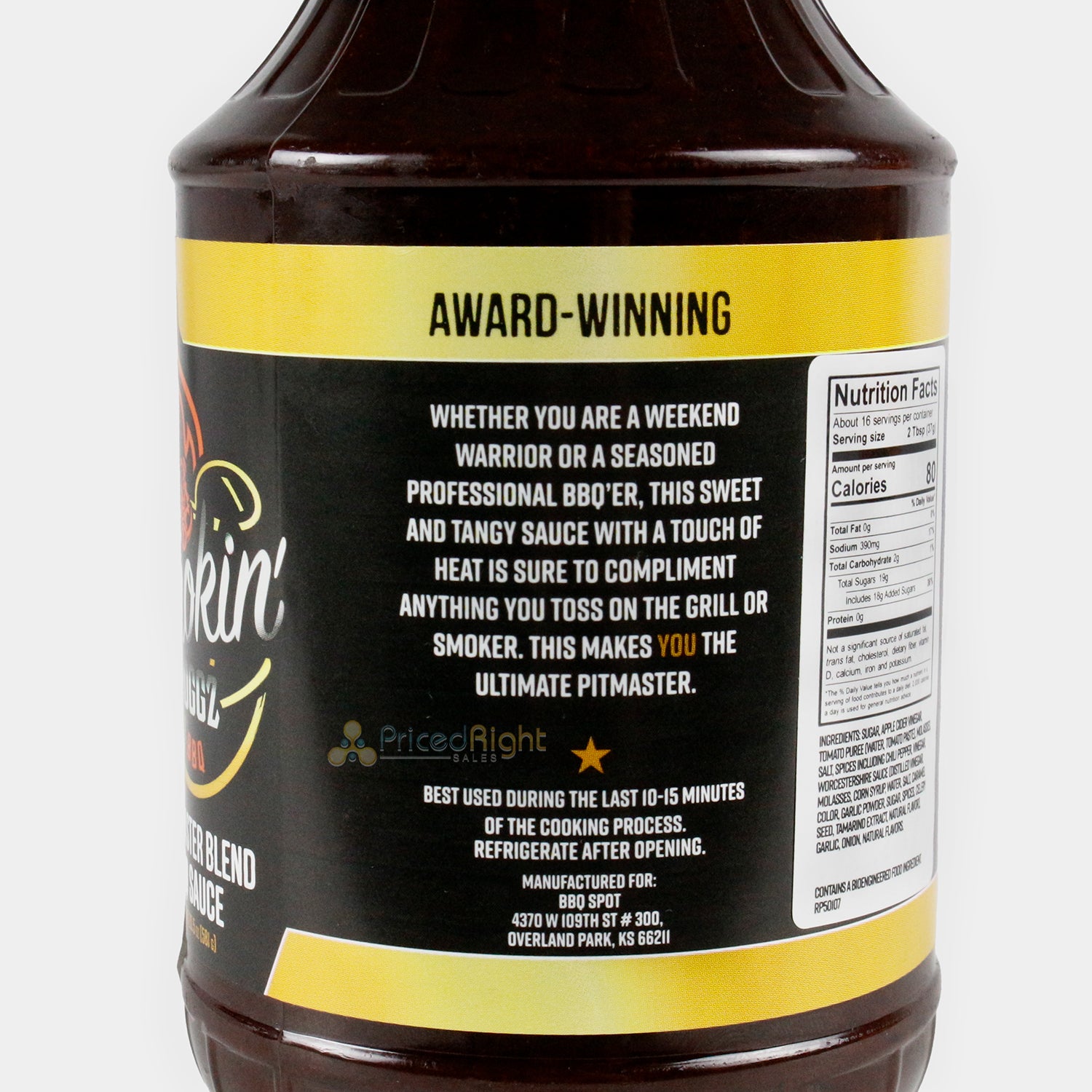 Smokin Hoggz Pitmaster Blend BBQ Sauce Sweet Tangy Hint of Spice 20.5 oz Bottle