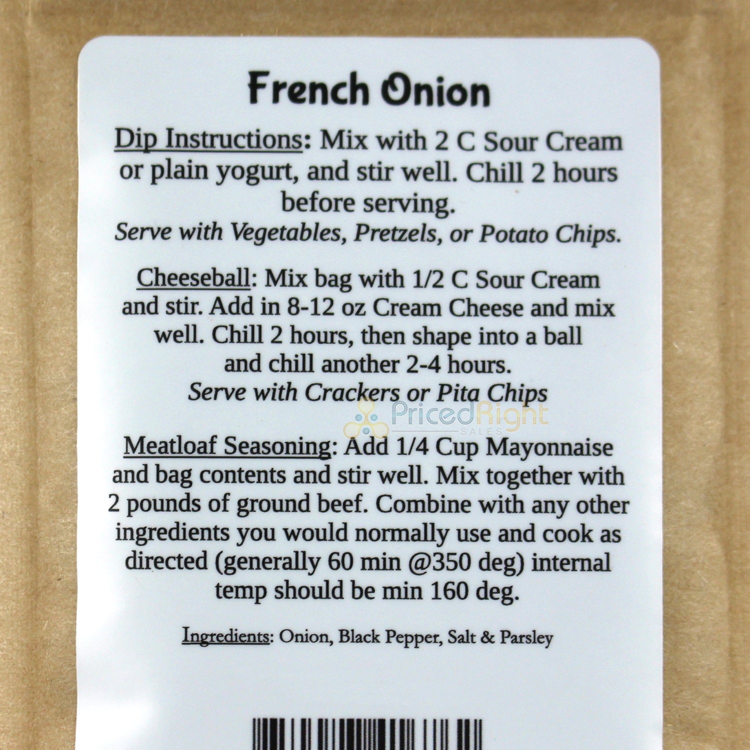 SnS Dips French Onion Dip Gluten Free USA Made Small Batch SNS-FRONION