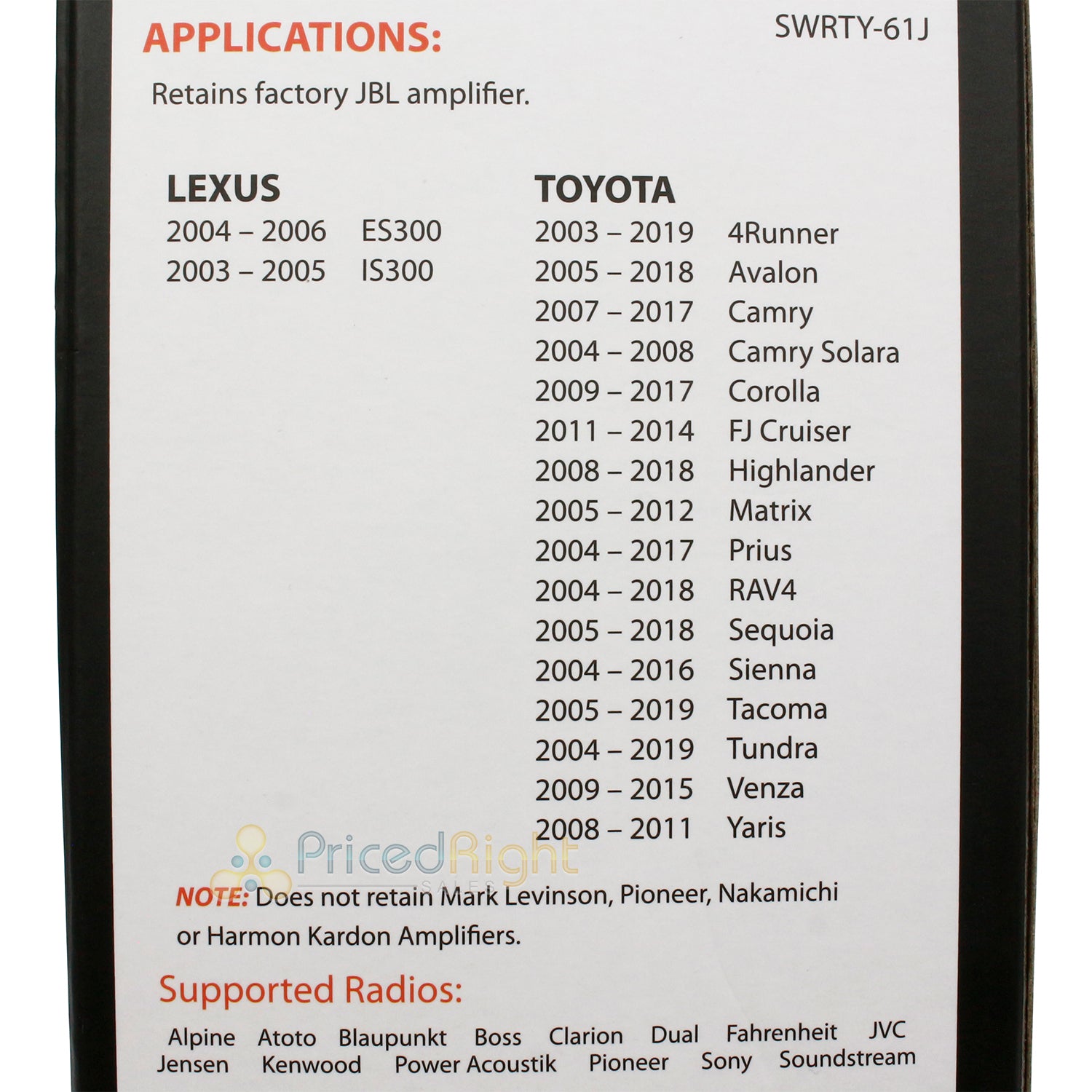 Crux SWRTY-61J Radio Replacement SWC JBL Retention For 2003-Up Toyota Lexus