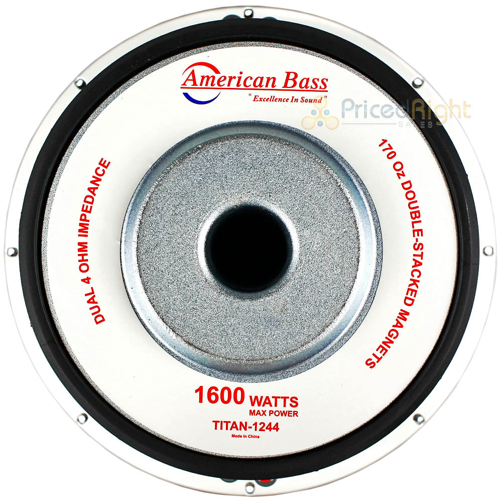 American Bass 12" Subwoofer 1600 Watts Max Dual 4 Ohm Titan-1244