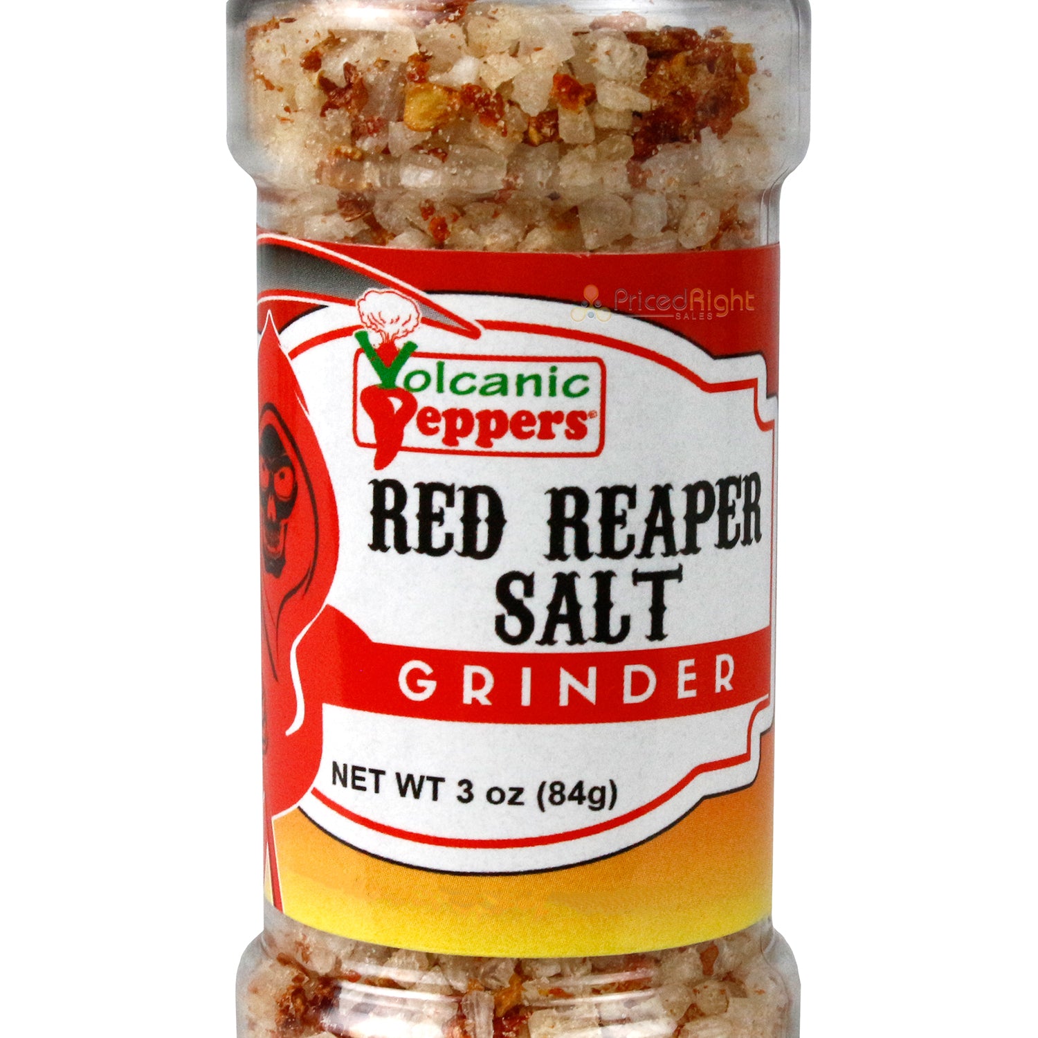 Volcanic Peppers Red Reaper Salt Grinder 3 Oz Carolina Reaper Hot VDSALT