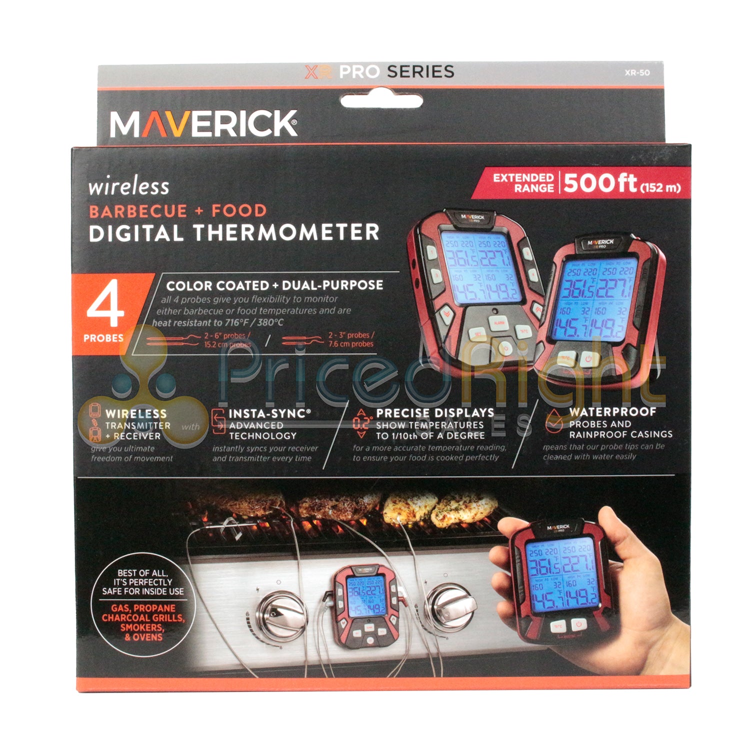 Maverick Wireless BBQ and Food Digital Thermometer Extended Range 4 Probes XR-50