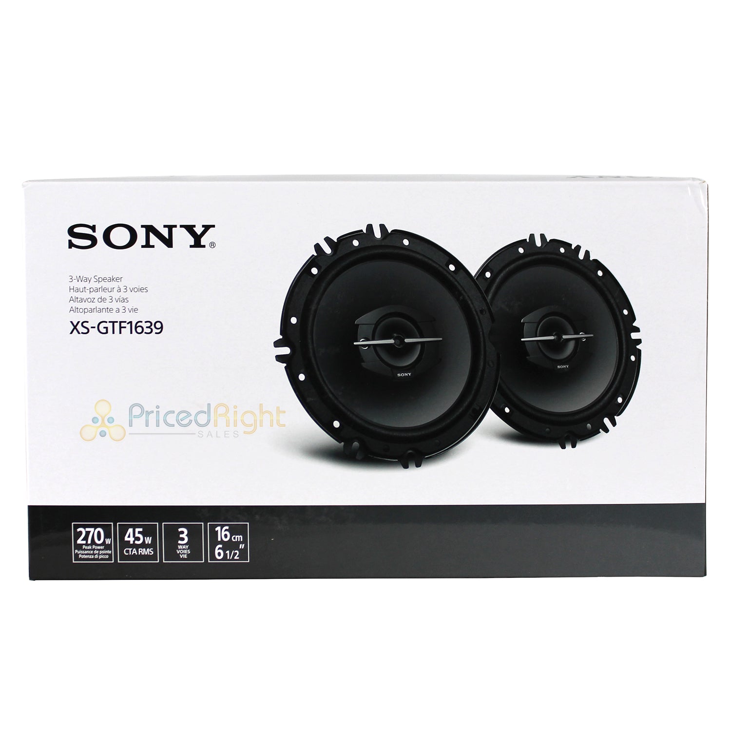 Sony Coaxial 6.5" 3-Way Speakers Pair 45W RMS 270W Peak XS GTF1639