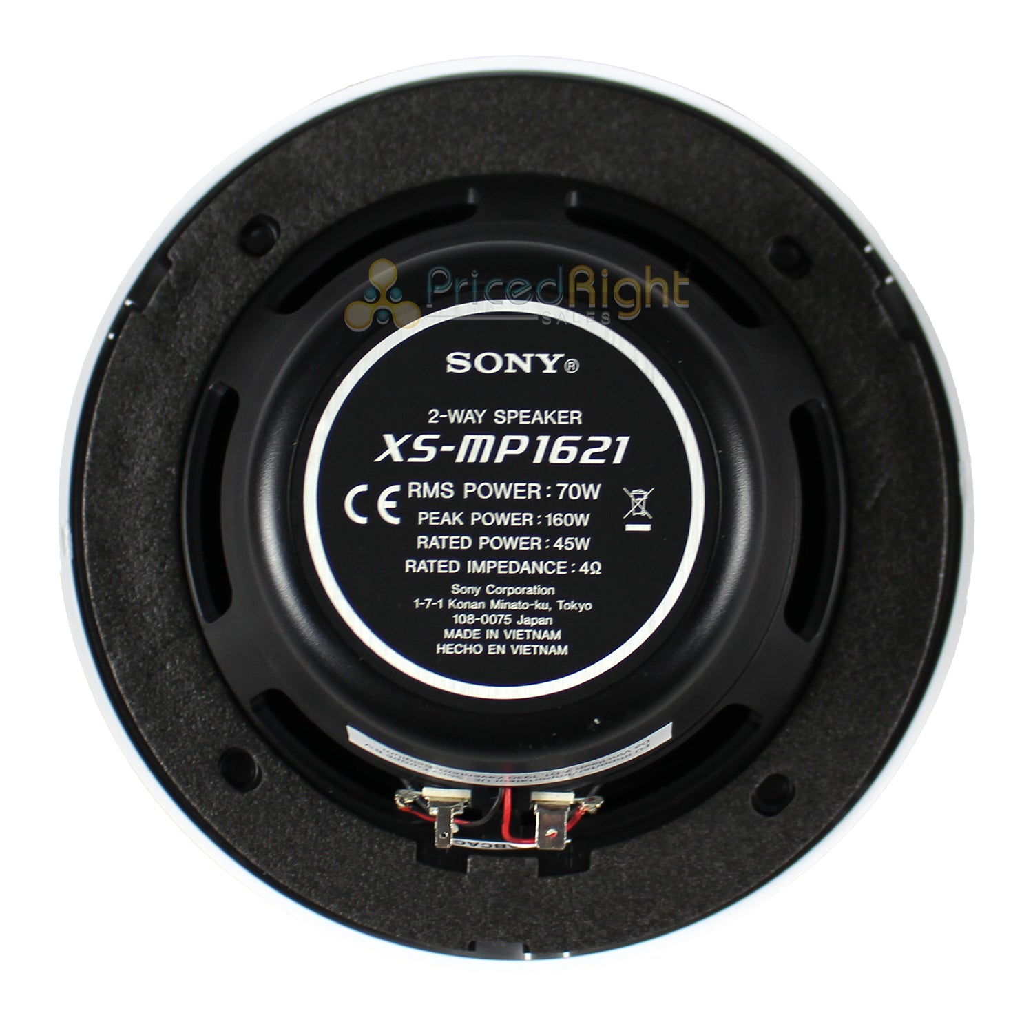 Sony 6.5" White Marine Coaxial Speakers Pair 4 Ohm 160W Peak 70W RMS XS MP1621