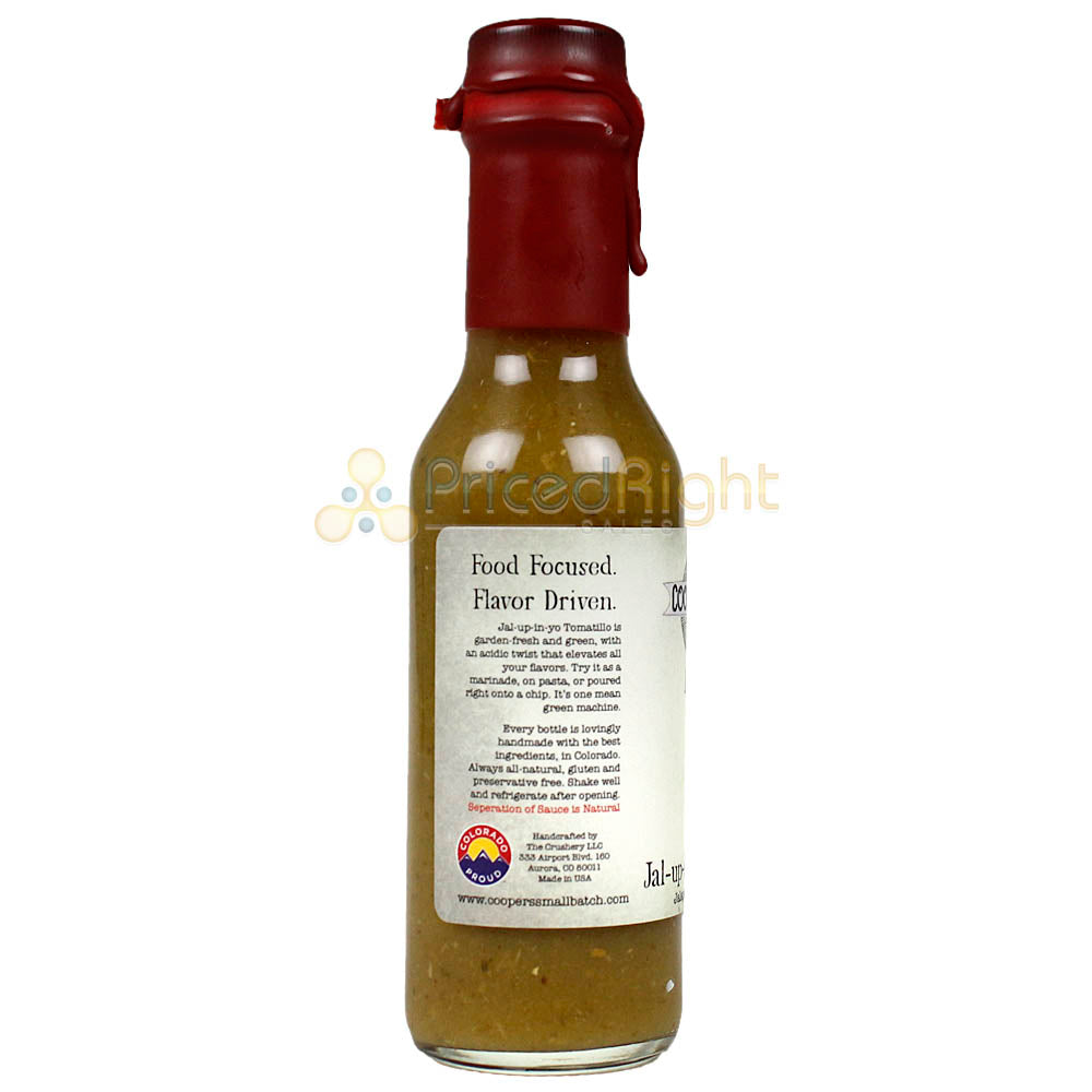 Jal Up In Yo Tomatillo Mild Jalapeno Hot Sauce Cooper's Small Batch 5 Oz Bottle