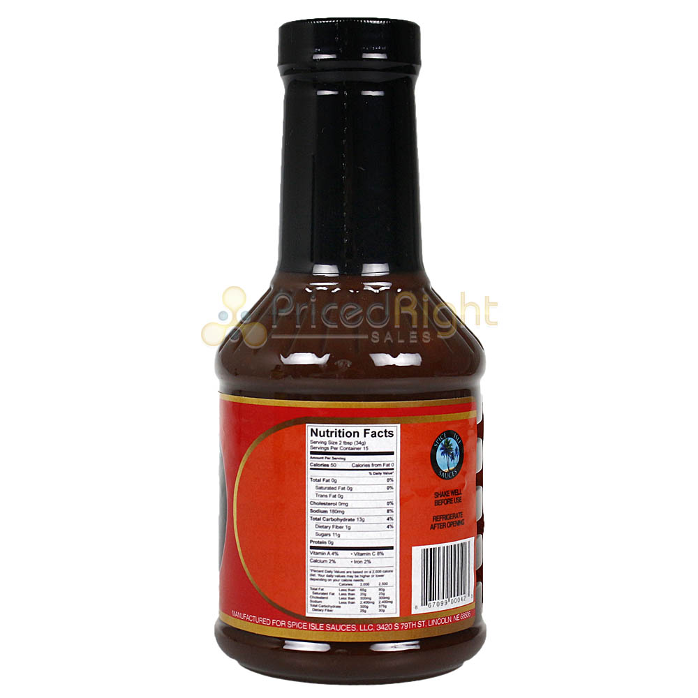 Spice Isle Sauces Tropical Heat Gourmet BBQ Sauce 18.5 Oz Habanero Gluten Free