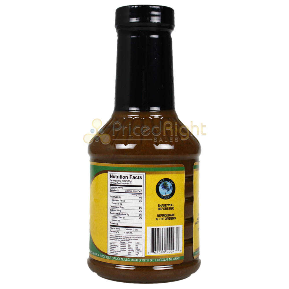 Spice Isle Sauces Tropical Jerk Gourmet BBQ Sauce 17 Oz Sweet Flavor Gluten Free