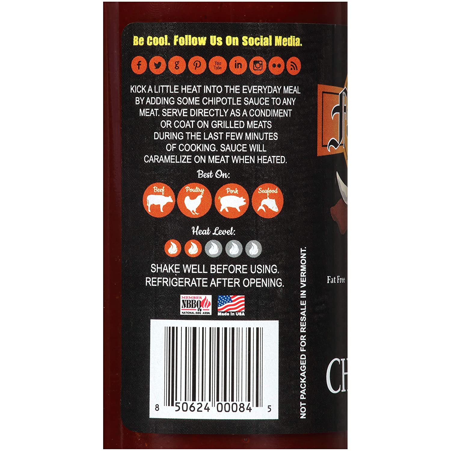 Fat Boy All Natural BBQ Chipotle BBQ Sauce 12 oz Bottle Gluten Free 00084