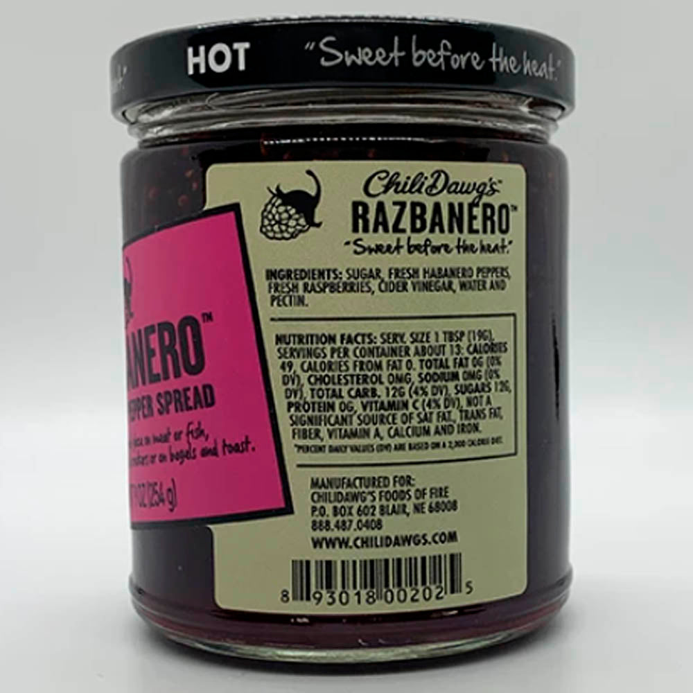 Chili Dawgs Razbanero Pepper Spread 9 oz. Sweet Fruity Flavor Gluten Free 00202