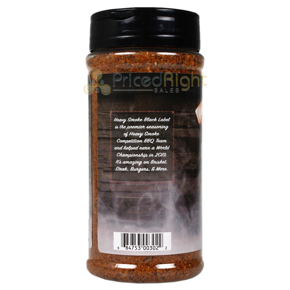 Heavy Smoke Black Label Rub 11 oz Bottle BBQ Seasoning for Brisket Steak Burgers