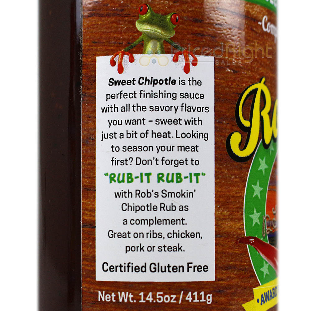 Rob's Sweet Chipotle BBQ Rib Glaze 14.5 Oz Award Winning Savory Smokey 00416