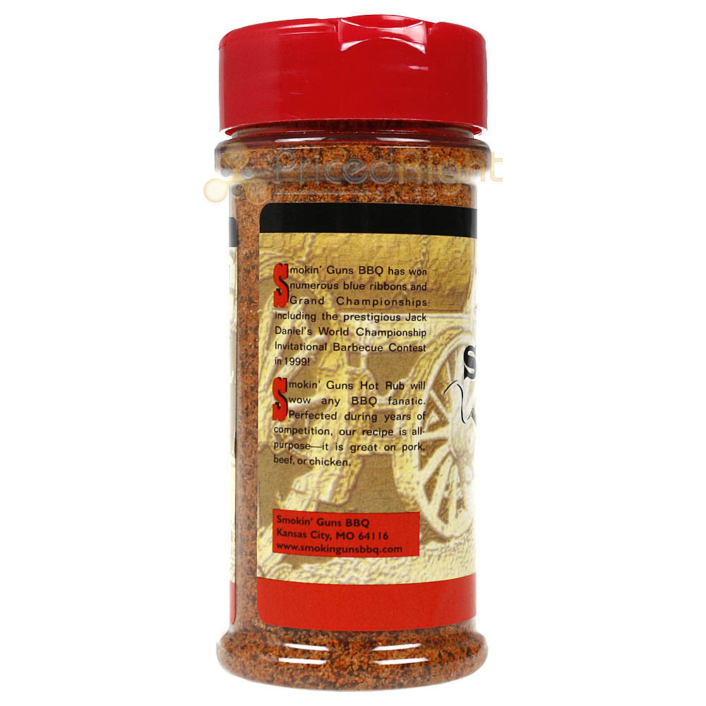 Smokin Guns BBQ Hot Rub Seasoning 7 Oz Bottle Kansas City BBQ