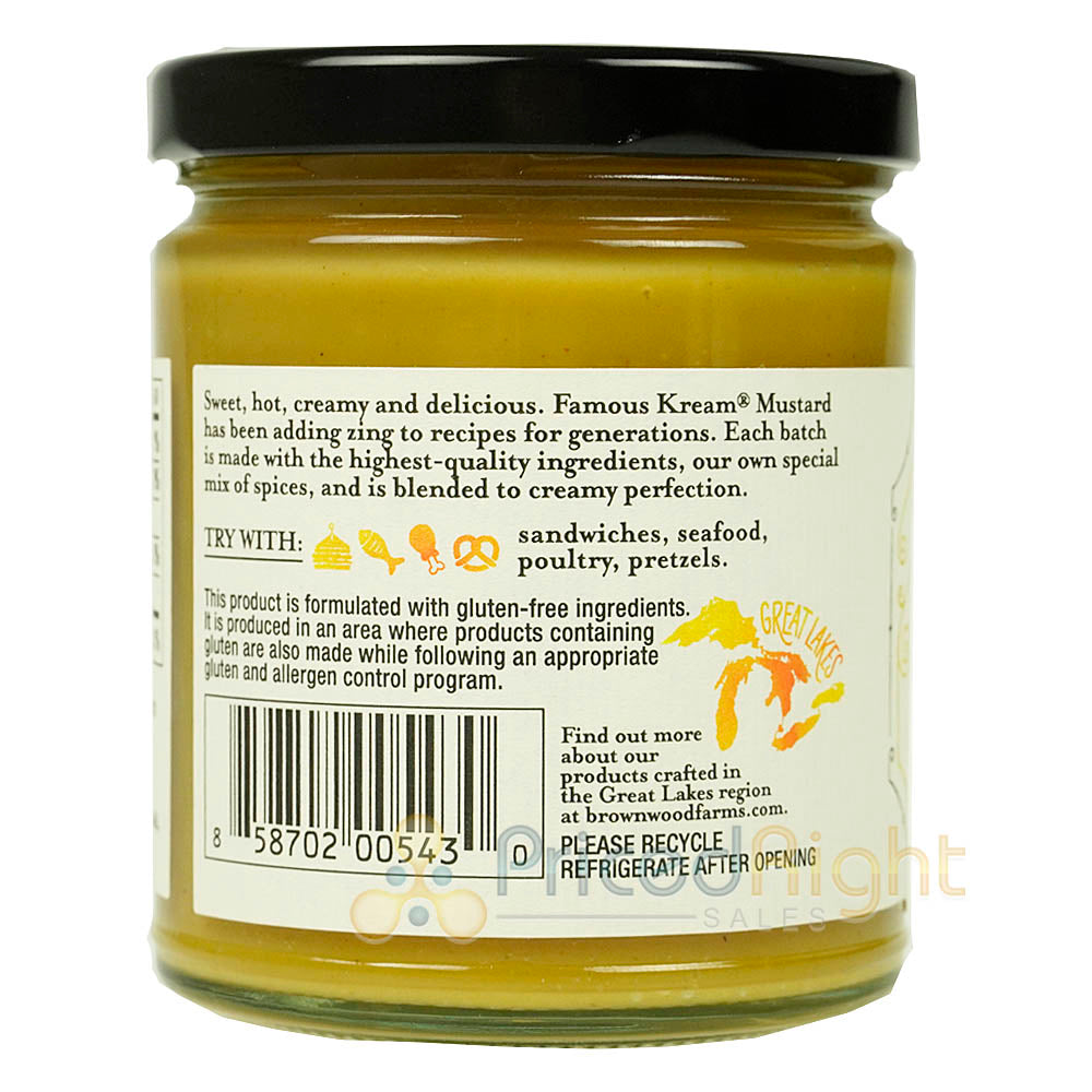 Brownwood Farms Famous Kream Mustard Spread Sweet Hot Creamy Gluten Free 10 oz