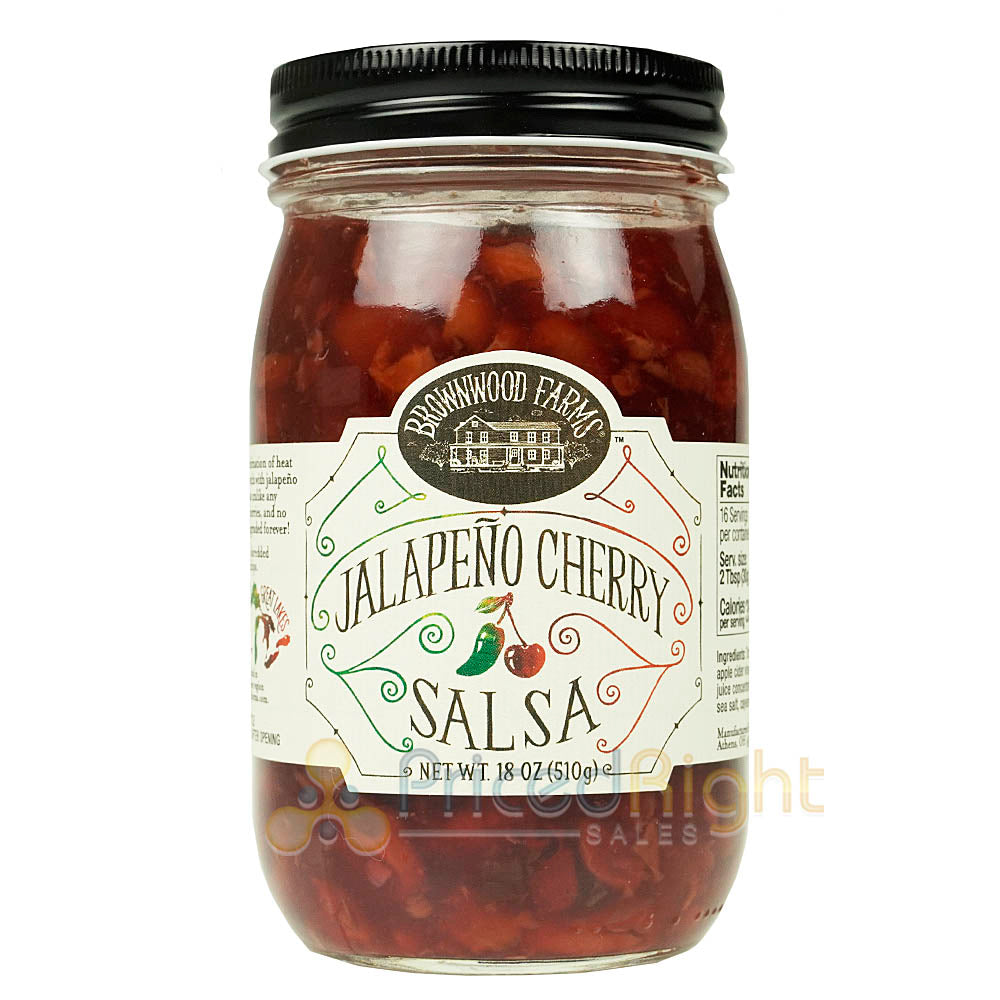 Brownwood Farms Cherry & Jalapeno Cherry Fruit Salsa Two Pack Vegan 18 oz Jars