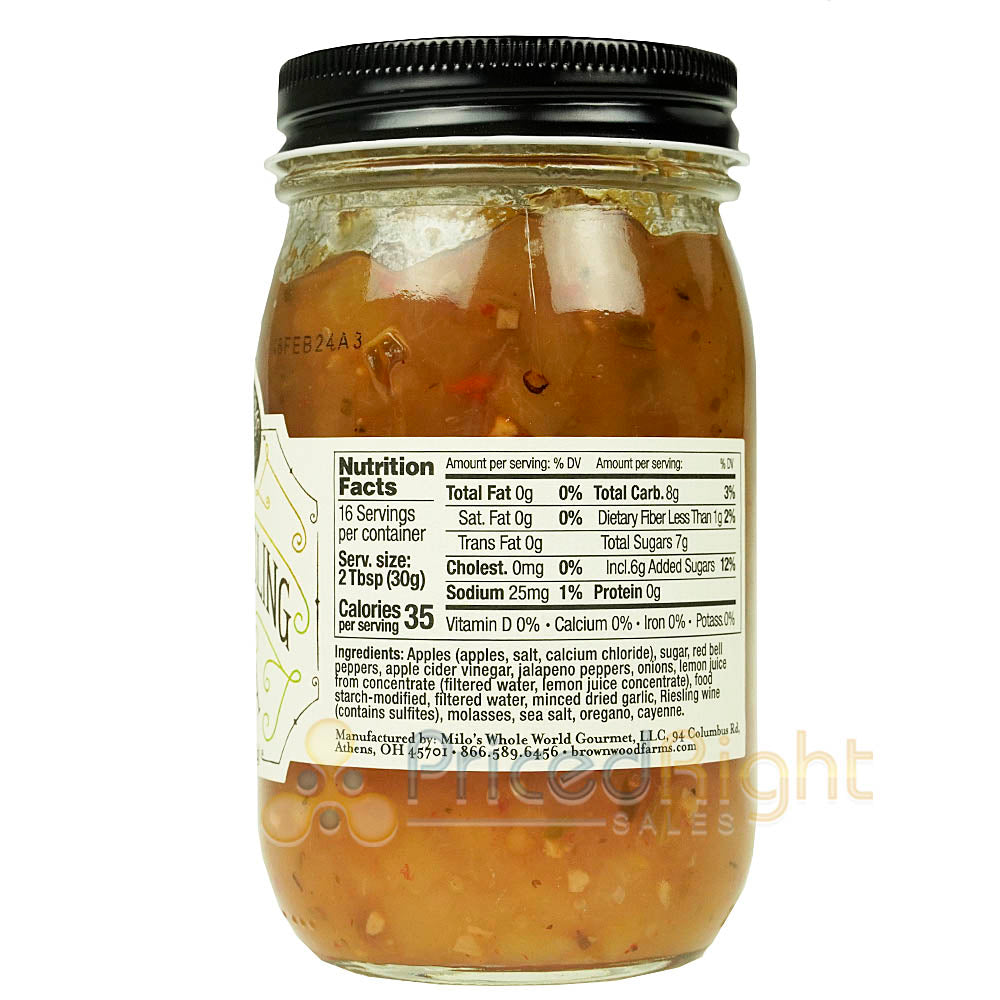 Brownwood Farms Crisp Apple Riesling Sweet Heat Farm Fresh Fruit Salsa 17 oz