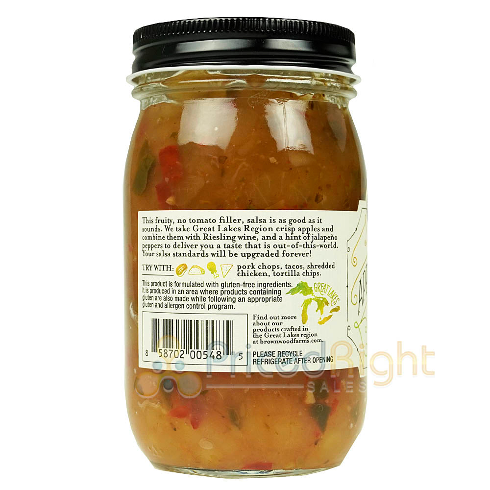 Brownwood Farms Crisp Apple Riesling Sweet Heat Farm Fresh Fruit Salsa 17 oz