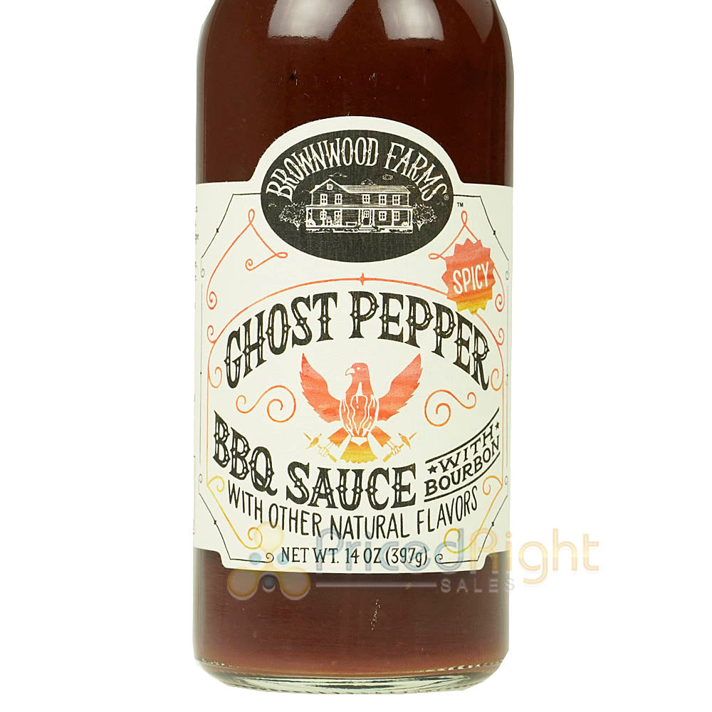 Brownwood Farms Ghost Pepper Spicy Hot Bourbon BBQ Sauce Gluten Free 14 Ounces