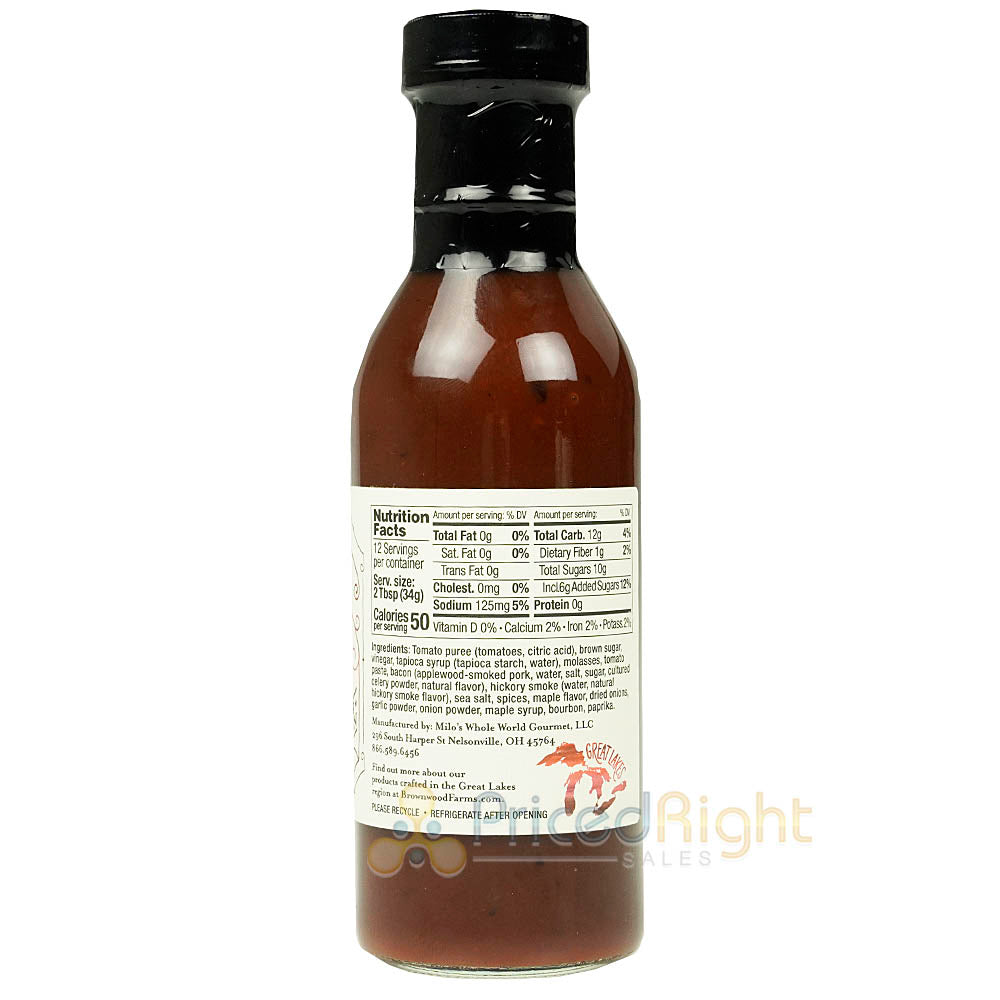 Brownwood Farms Maple Bacon BBQ Sauce with Bourbon and Smokey Applewood 14 oz