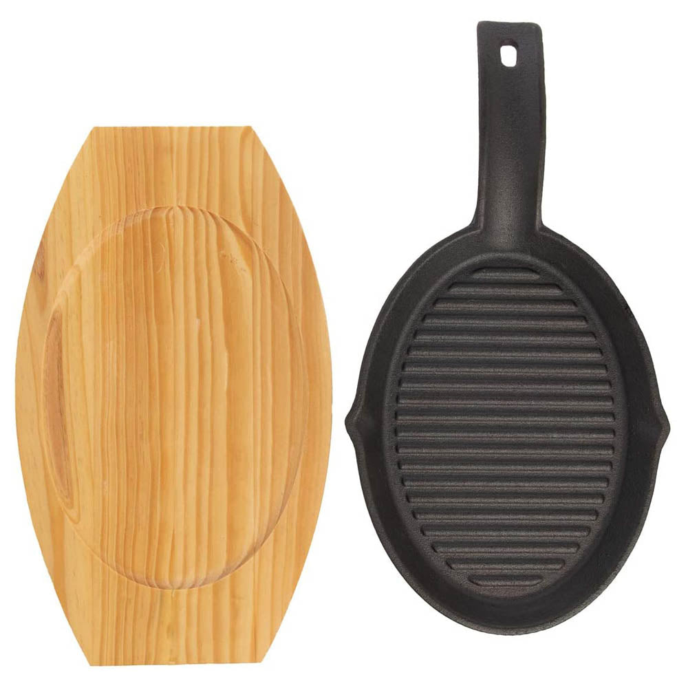 Mr Bar-B-Q Cast Iron Fajita Skillet and Platter Set 06108Y