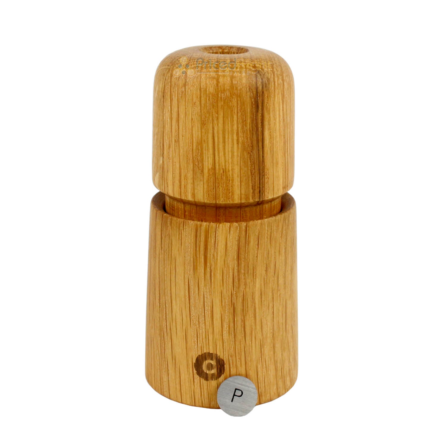 CrushGrind Stockholm Mini Salt and Pepper Mill Ceramic Grinder Oak 4.33 Inch