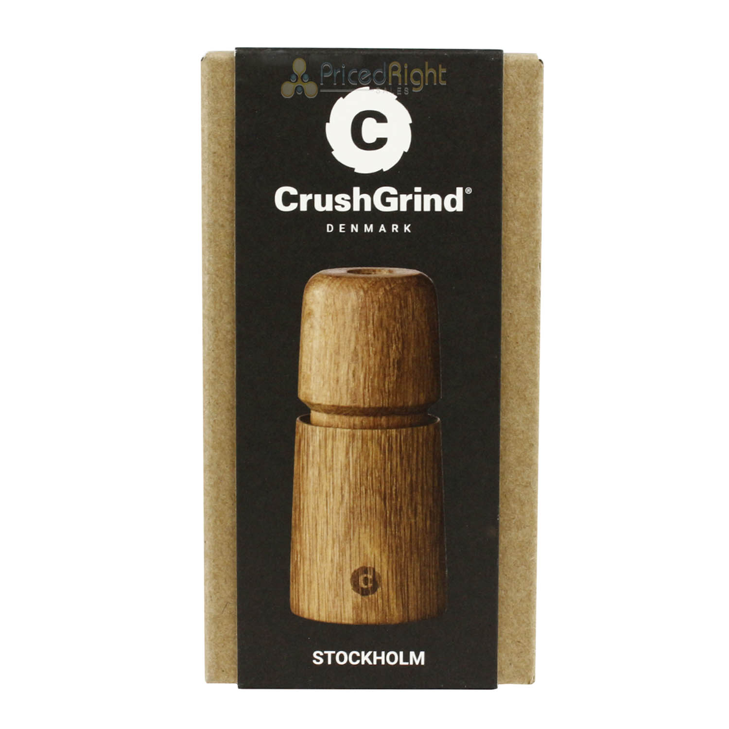 CrushGrind Stockholm Mini Salt and Pepper Mill Ceramic Grinder Oak 4.33 Inch