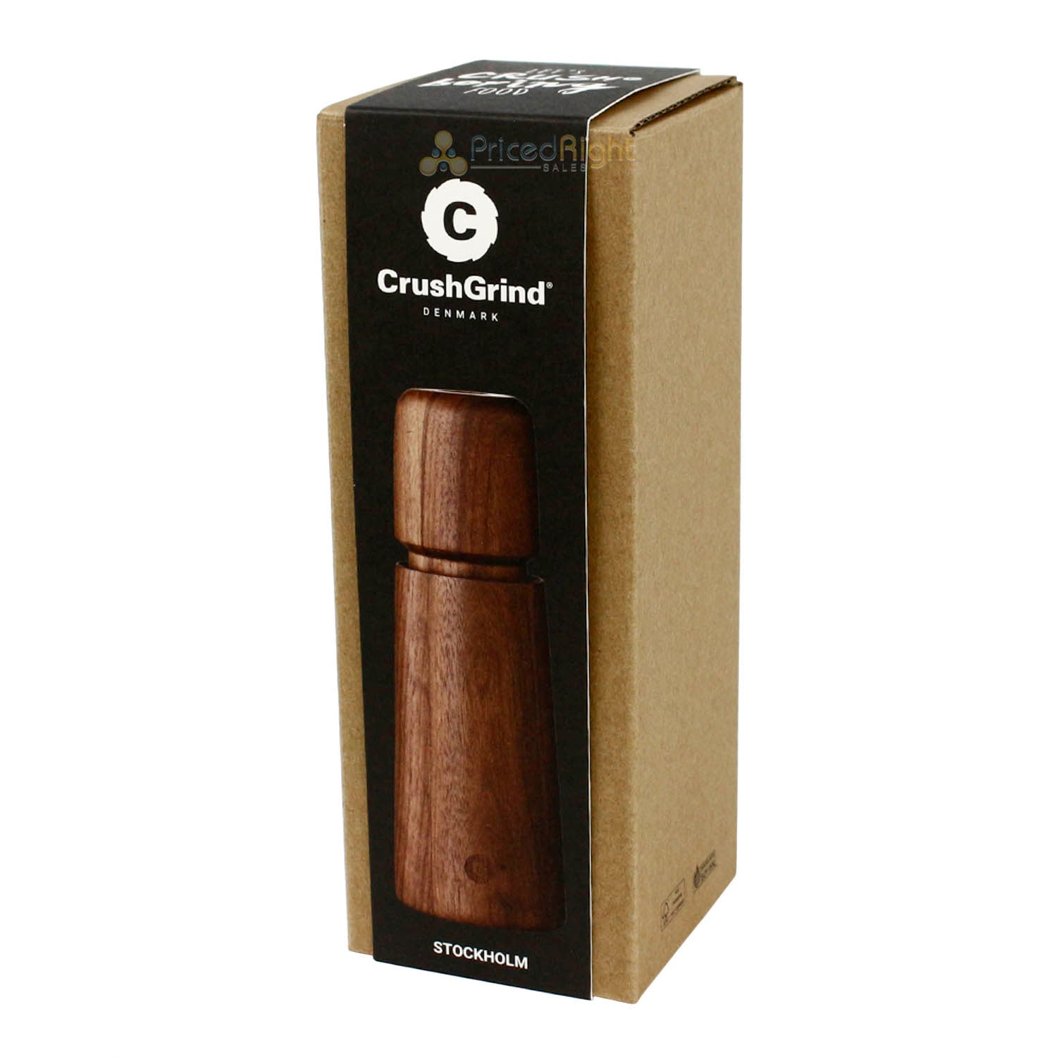 CrushGrind Stockholm Salt and Pepper Mill Patented Ceramic Grinder Walnut 6.6"