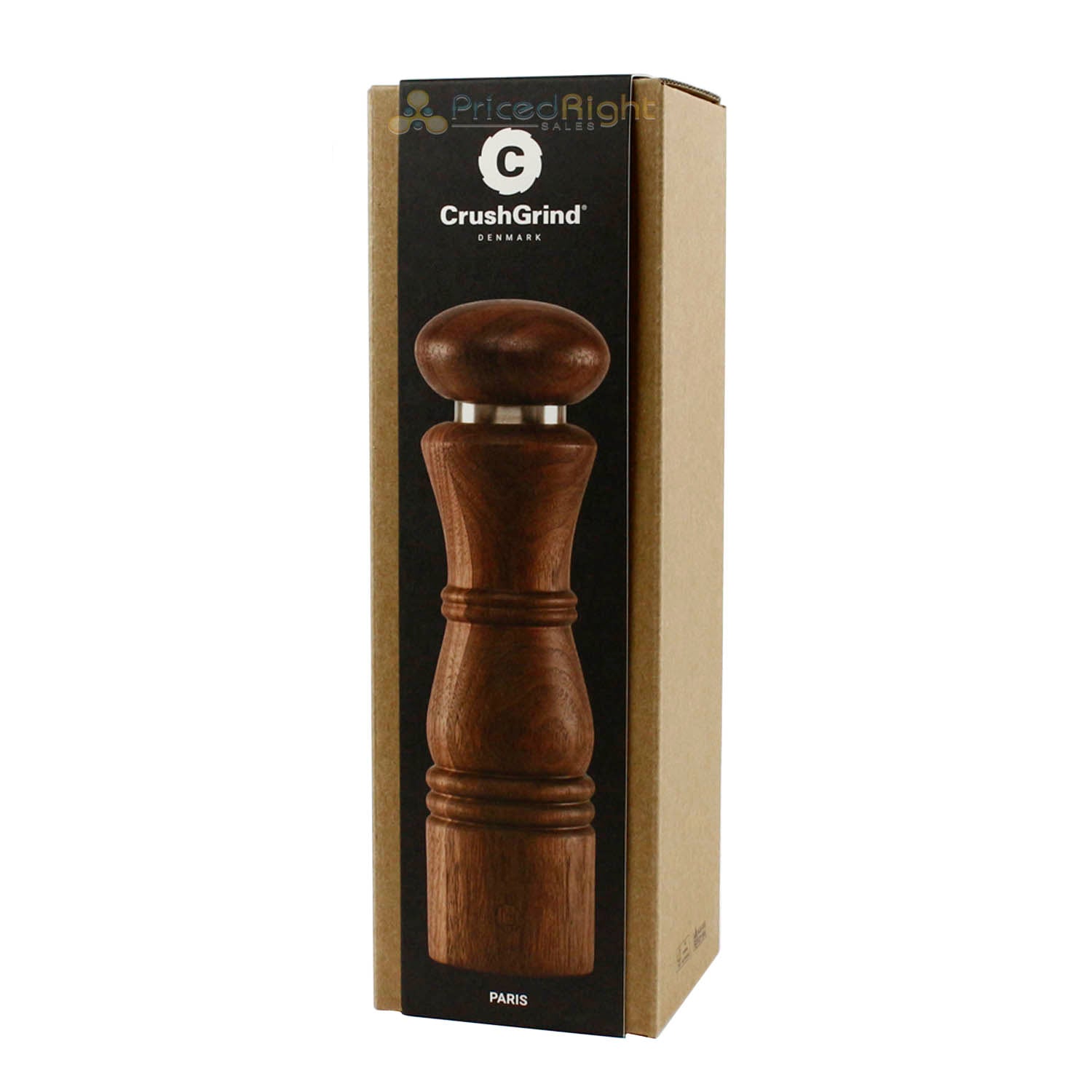 CrushGrind Paris Salt or Pepper Mill and Patented Ceramic Grinder Walnut 220mm