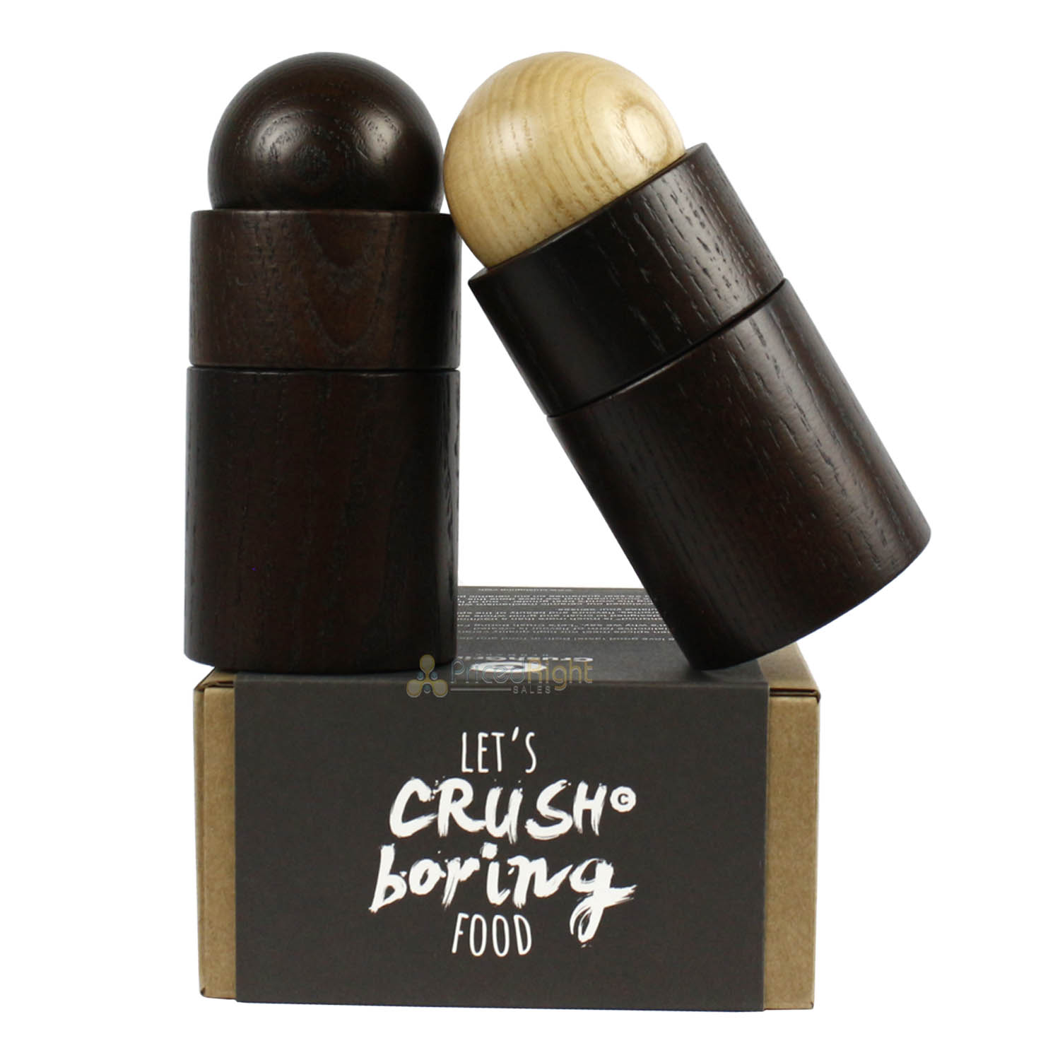 CrushGrind Aarhus Salt and Pepper Spice Mill Ceramic Grinder Set of 2 Ash 12cm