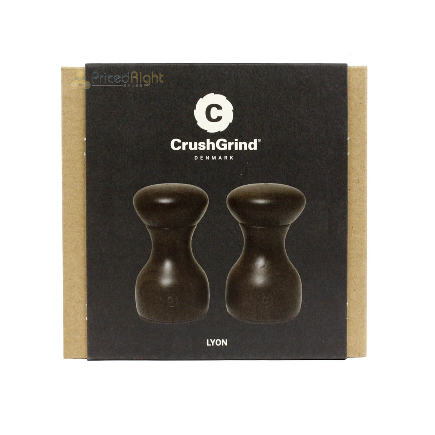 CrushGrind Lyon Salt and Pepper Spice Mill Ceramic Grinder Set of 2 Brown 10cm