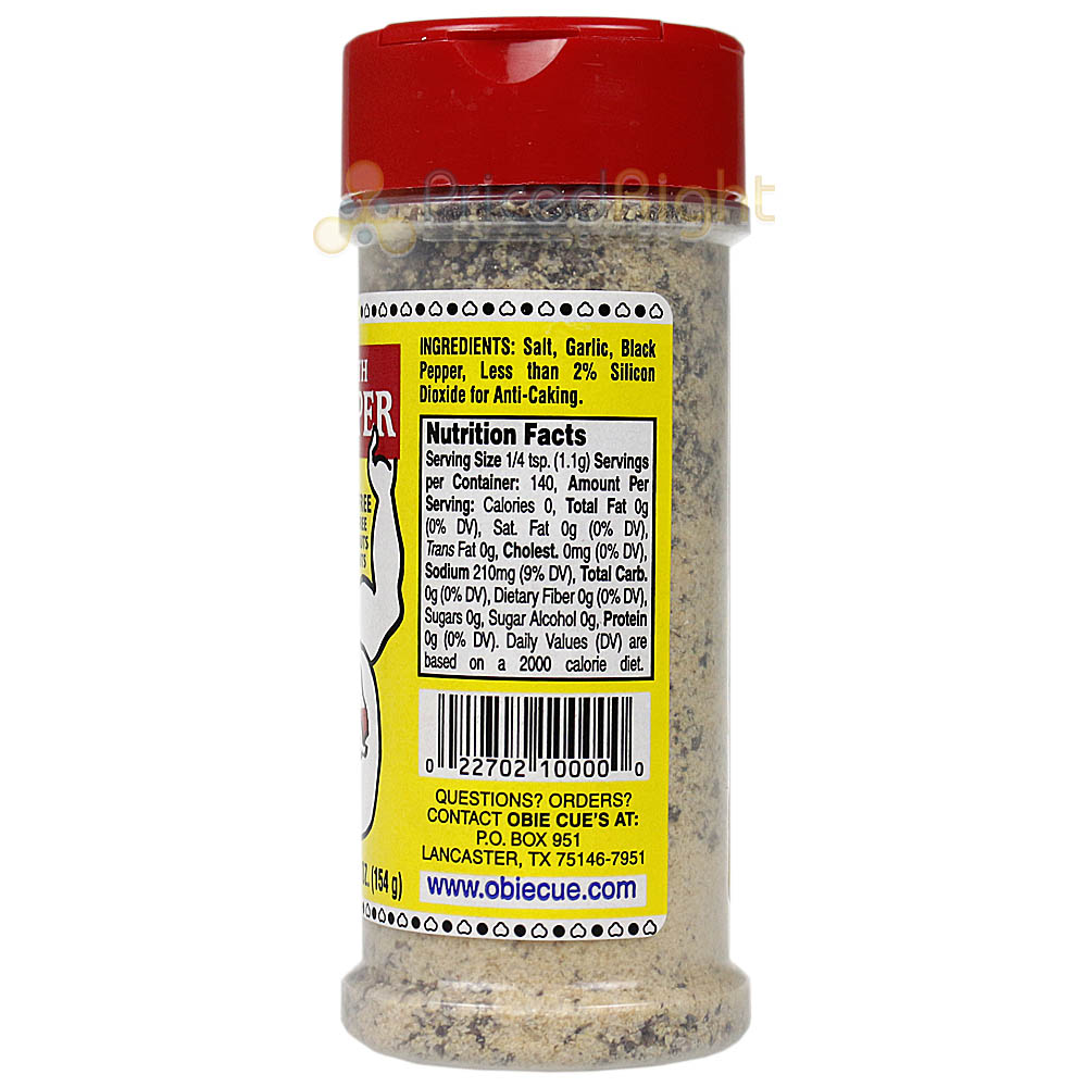 Obie Cue's Garlic Pepper Seasoning Double Strength No MSG Sugar or Gluten 5.4 Oz