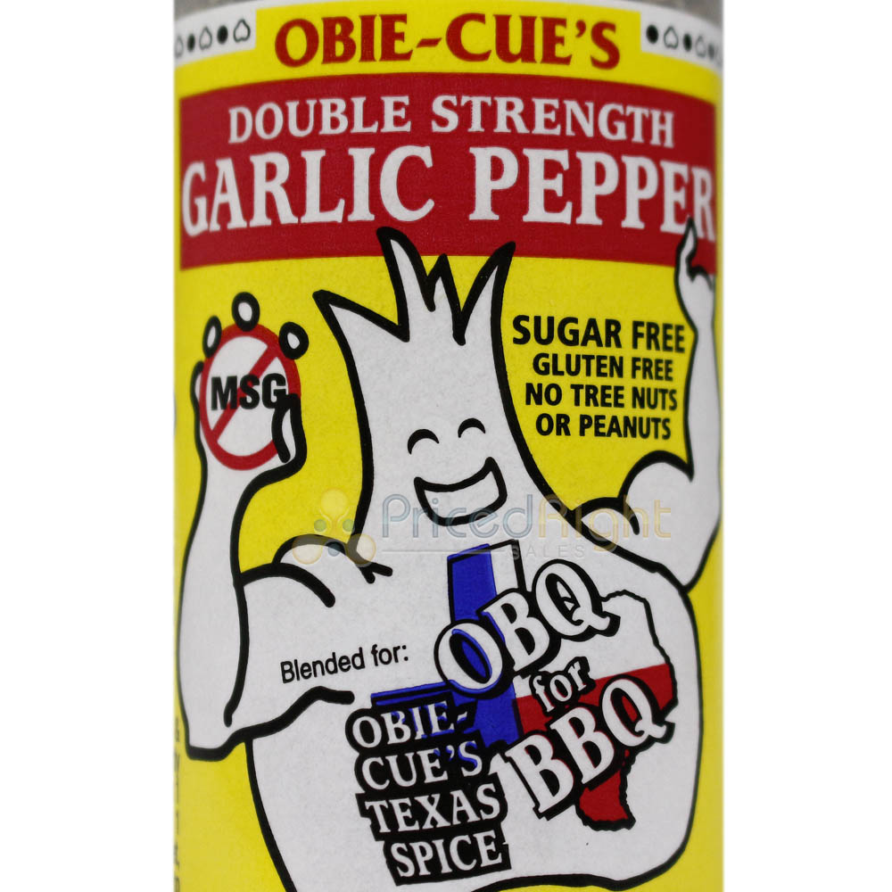 Obie Cue's Garlic Pepper Seasoning Double Strength No MSG Sugar or Gluten 5.4 Oz