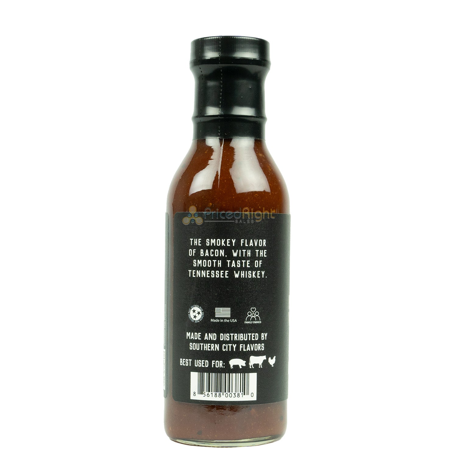 Southern City Flavors Bacon and Whiskey BBQ Sauce Made In Small Batches 15 Oz