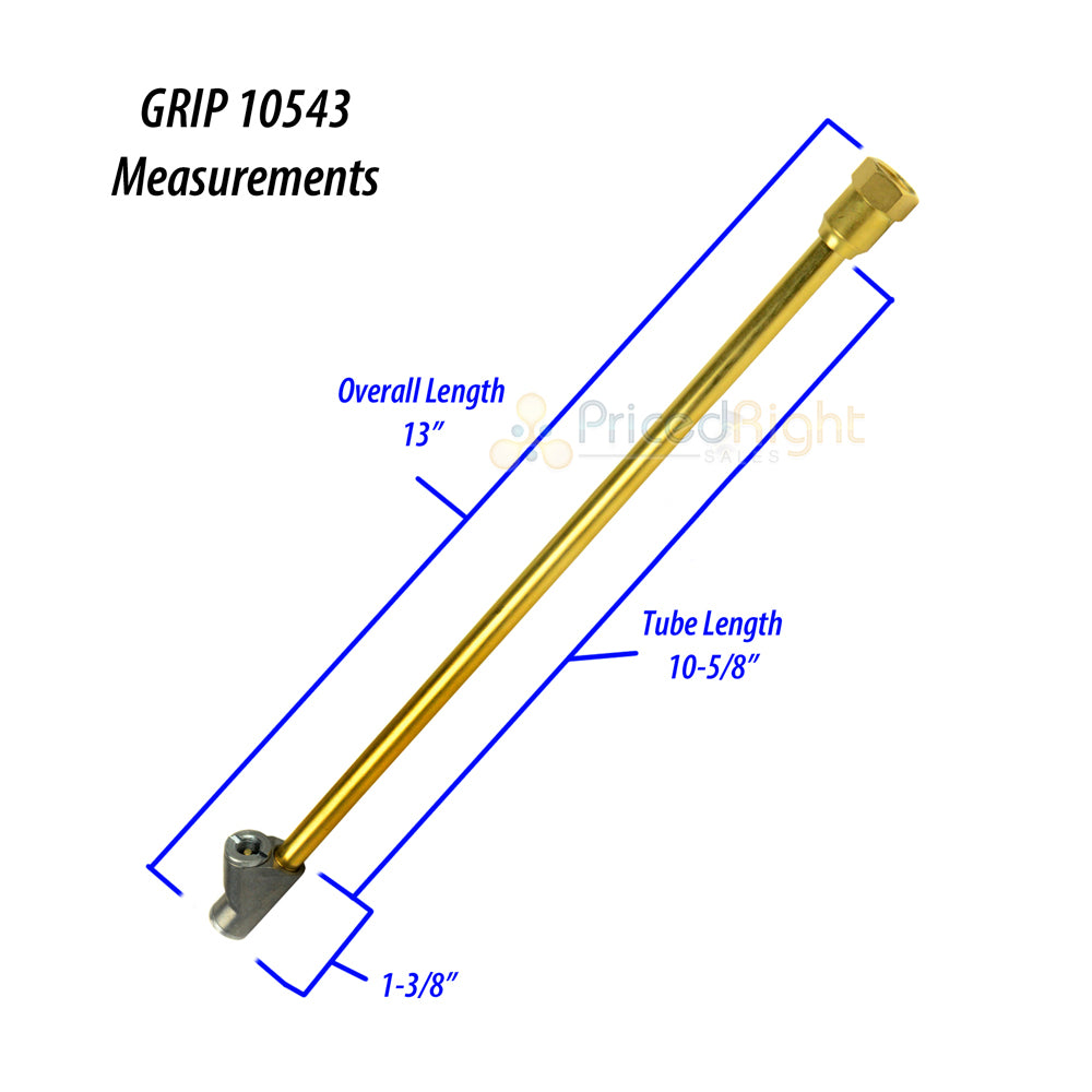12" Dual Head XL Tire Inflator Air Chuck 1/4" NPT 5/8" Hex GRIP 10543 Straight