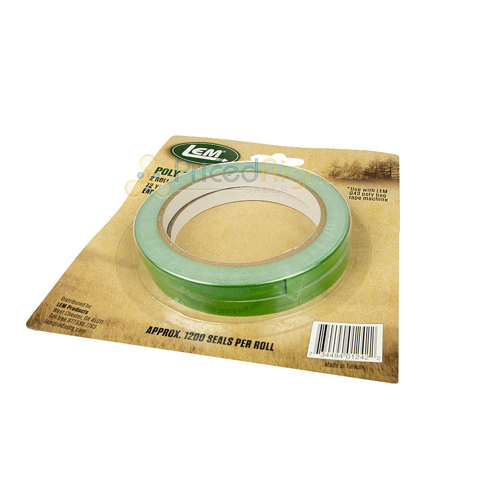 LEM Poly Bag Sealer Tape 3/8" x 72 Yards (2 Pack) Green 1200 Seals Per Roll