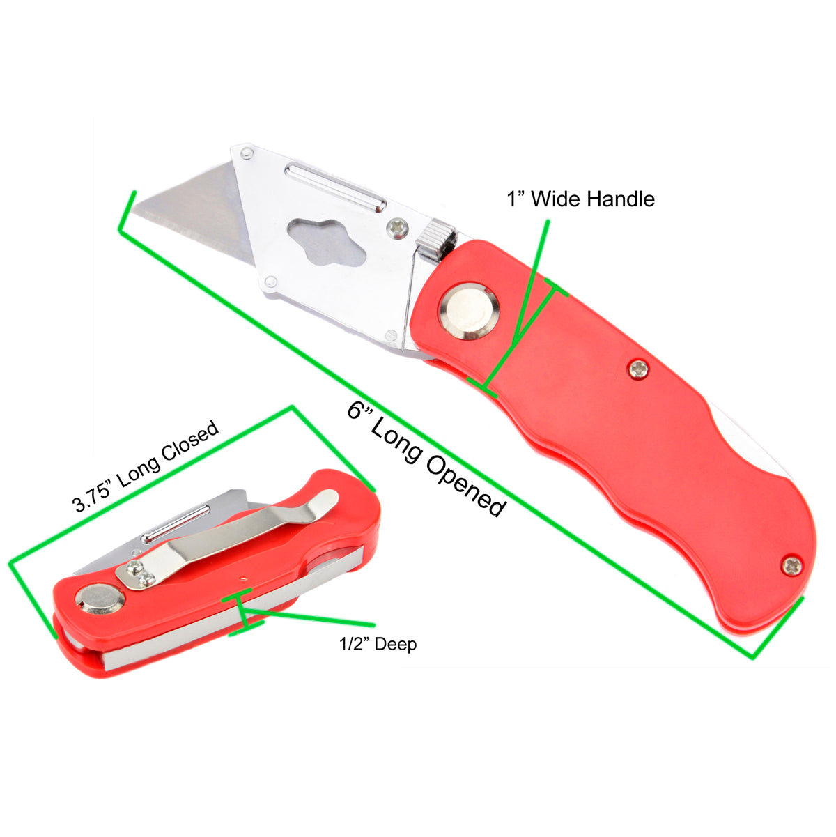 Folding Utility Knife Lock Back Box Cutter 6 Blades Quick Change 5 Pack Red