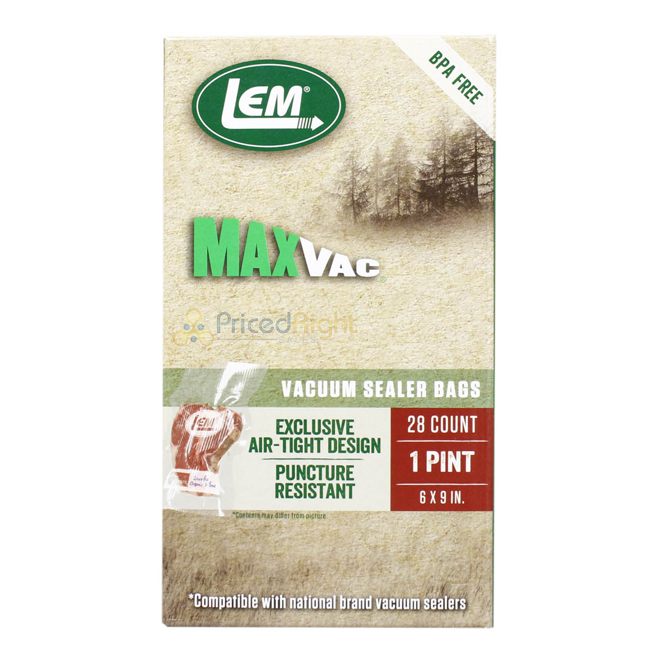 LEM MaxVac 28 Count 6" x 9" Pint Size Air Tight Vacuum Sealer Bags BPA Free 1386