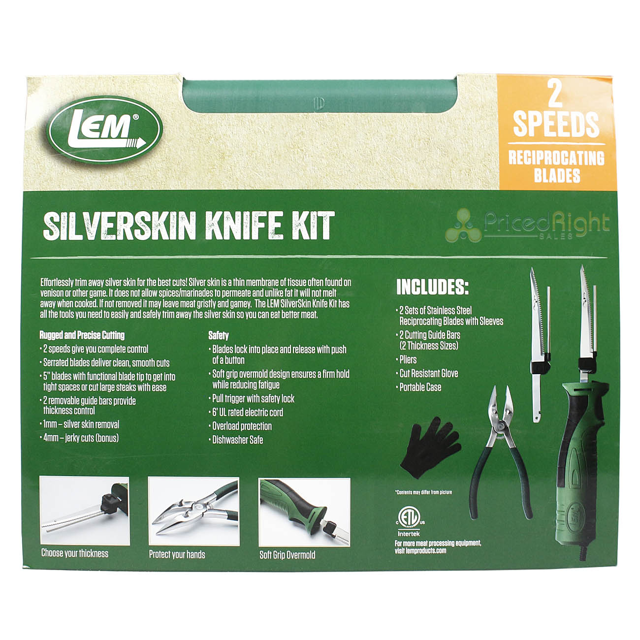 LEM SilverSkin Knife Kit 2 Blades 2 Guide Bars Pliers Cut Resistant Glove 1475