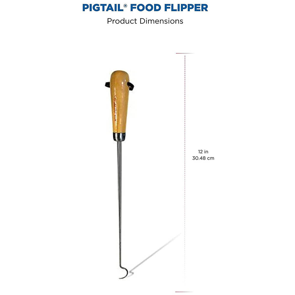 Jaccard 12" Inch PigTail Food Flipper Steel BBQ Turner Hardwood Handle 201310