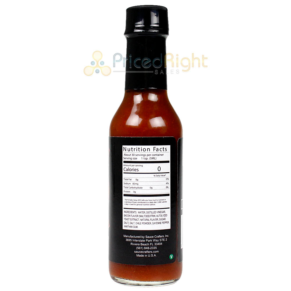 Sauce Crafters Bacon Flavored Hot Sauce Cayenne Spicy 5 Oz Bottle